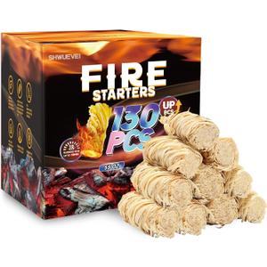 Shwuevei 130 pcs Fire Starter - Natural Fire Starters for Fireplace, Pellet Stove & Wood, Fire Pit, Smoker, BBQ, Chimney, Pizza Oven - Fire Starters for Grill, Charcoal Starter