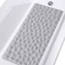 Non-Slip Bathtub Mat OTHWAY Soft Rubber Bathroom Bathmat with Strong Suction Cups (Grey) (31.5" x 16", Rectangular)