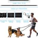 ETACCU Hands Free Dog Leash with Zipper Pouch, Waist Belt for Large Medium 2 Dogs for Running, Walking, Jogging and Hiking, Dual Padded Handles and Durable Bungee - Black (2 Dog)