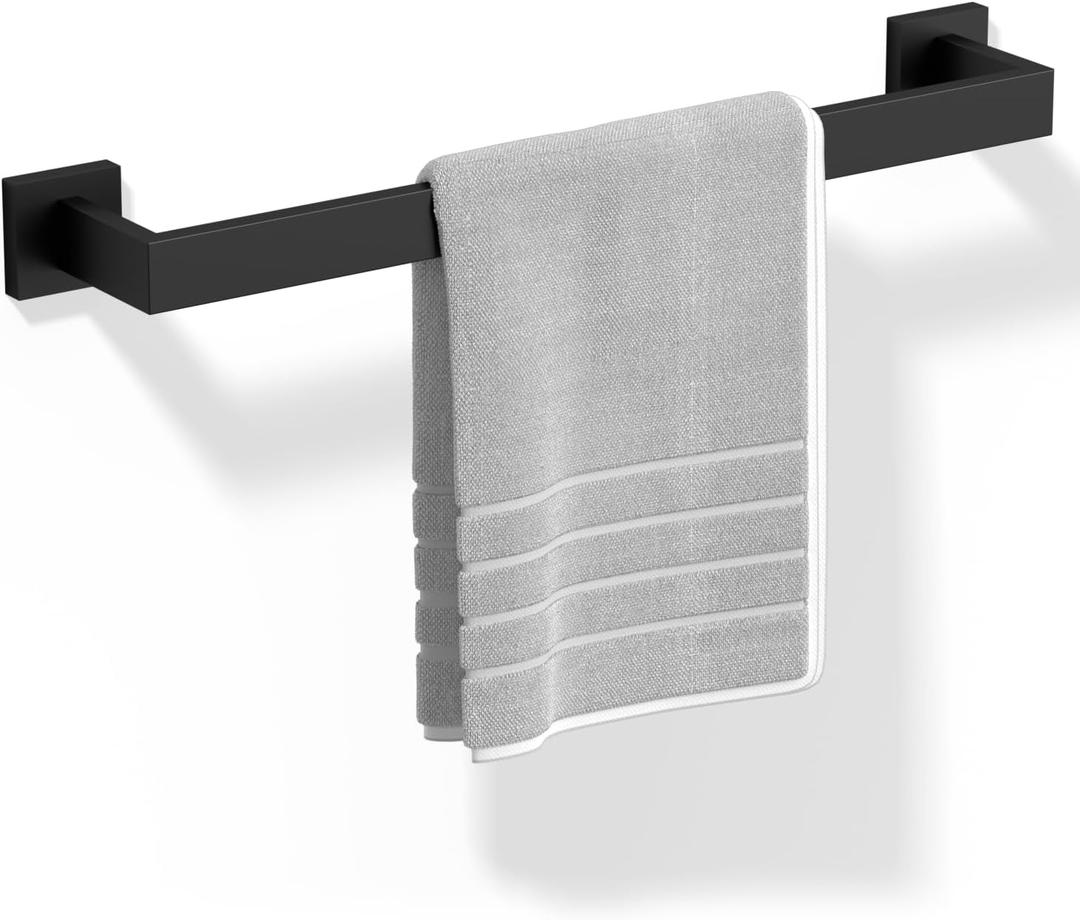 HITSLAM Bath Towel Bar, 18 Inch Towel Rack for Bathroom Wall Mounted, SUS304 Stainless Steel Towel Holder with Hardware Accessories, Matte Black (18 Inch (Total Length 19.6 Inch))