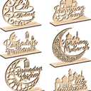 Hoolerry 6 Pcs Eid Mubarak Table Decorations Wood Ramadan Decorations for Home Eid Mubarak Table Wood Signs Moon Hollow Star Tabletop Decor for Muslim Ramadan Home Kitchen Room Decor Supplies