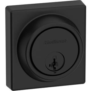Kwikset 817 Deadbolt Lock, Matte Black Square Exterior Keyed Front Entry Door, Pick Resistant SmartKey Rekey Security, Single Cylinder Dead Bolt, with Microban Protection (Contemporary)