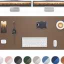 Leather Desk Pad Protector- 48" x 17" Office Desk Mat, Non-Slip PU Leather Mouse Pad, Waterproof Desk Blotter Mat, Desk Cover for Office and Home (Dark Khaki)