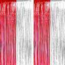 Red White Tinsel Foil Fringe Curtains - Circus Welcome Carnival Under the Top Birthday Baby Shower Graduation Party Backdrops Wedding Valentines Day Party Decor Photo Booth Backdrops Decorations