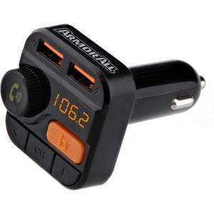 Xtreme Digital Lifestyle Accessories Armor All Wireless Bluetooth FM Transmitter with Dual Port USB Charging, Voice Controls, Bass Boost, Hands-Free Calling and Music Streaming,Block,AHF9-1010-BLK