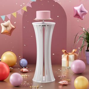 imprsv 1Pc Cylinder Stands for Party, Large White Cake Stand, Pedestal Display Plinth Pillars for Wedding Ceremony Birthday Party Decor (Flow Shape
