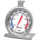 Stainless Steel Oven Thermometer 50-300C/100-600F, Analog Instant Read, Battery-Free Kitchen Cooking Thermometer, Hook & Stand Design Food Thermometer for Oven, Grill, Smoker, Fryer (1Pack)