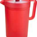 GoodCook 1-Gallon Plastic Airtight Pitcher with Vacuum Seal Lid, 1 Gallon, Red