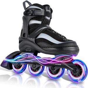 Adjustable Inline Skates for Kids and Adults  Color Gradient Roller Skates with Full Light-Up Wheels for Girls, Boys (Ages 5-8, 8-12), Youth, Men, and Women  Indoor & Outdoor Use (Mermaid Mirage)