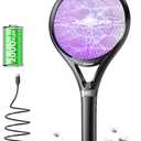 Minimoon Electric Fly Swatter with LED Display, 2000mAh Rechargeable Fly Swatter Racket, 2500V Bug Zapper Racket Dual Modes, Mosquito Killer Lamp with 3 Layers Safety Mesh for Indoor Outdoor Camping