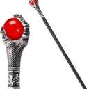 Spooktacular Creations Halloween Walking Cane, Fire Dragon Claw Round Staff for Wizard Costume Scepter Accessories for Halloween Party Pretend and Play Costume, Dress Up Parties (Red)