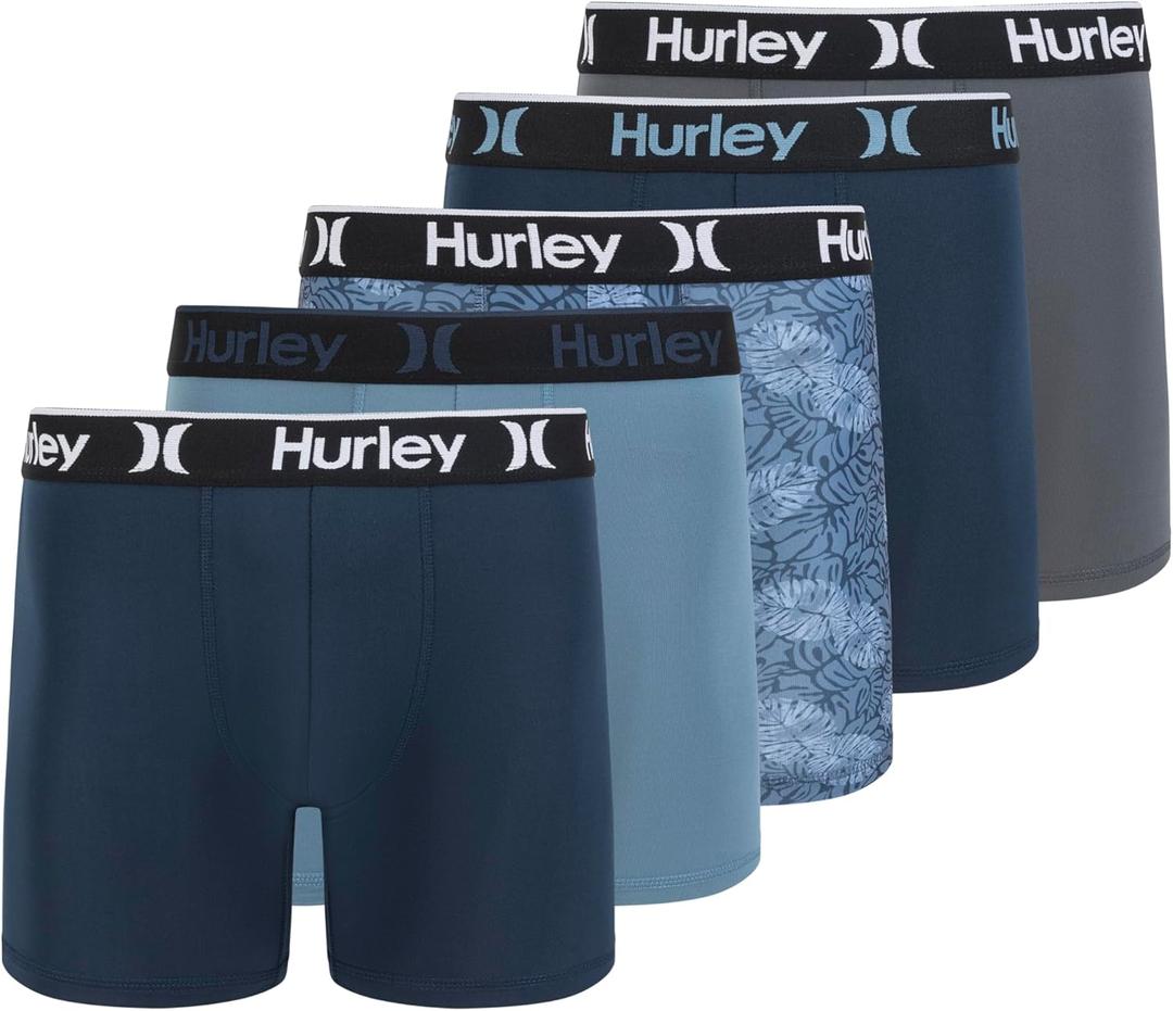 Hurley mens 5 Pack Stretch Boxer Briefs (Large, Dypsis Leaves Combo)