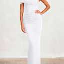 PRETTYGARDEN Women's 2026 Wedding Guest Cocktail Dresses One Off the Shoulder Ruched Bodycon Formal Maxi Party Summer Outfits (White, L)