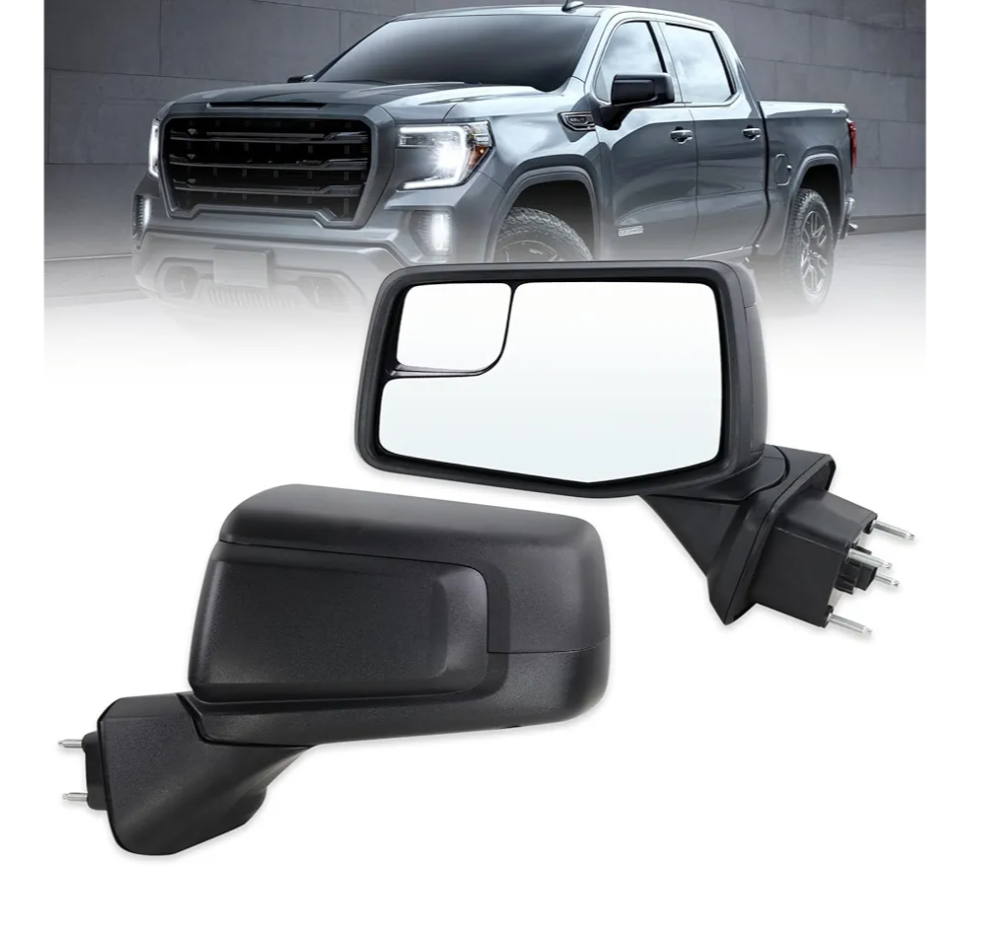 Left Driver Side Mirror Compatible With 2019 2020 2021 2022 2023 2024 2025 GMC Sierra 1500 With Manual Folding Power Glass Heated Matte Black