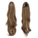 FESHFEN Drawstring Ponytail Extension, Natural Long Wavy Layered Synthetic Pony Tails Honey Blonde Mixed Light Brown Hair Extensions Hairpieces for Women, 20 inch