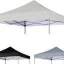 10x10 Canopy Replacement Top Cover, Waterproof Pop Up Canopy Tent Top with Ropes, Instant Canopy Top Sunshade Sliver Coated Oxford Cloth for Outdoor Garden Patio Camping (White, Top Only)