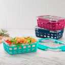 Ello Duraglass 3.4 Cup Meal Prep Sets 6Pc, 3 Pack Set- Glass Food Storage Container with Silicone Sleeve and Airtight BPA-Free Plastic Lids, Dishwasher, Microwave, and Freezer Safe, Berry