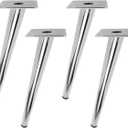Geesatis Oblique Silver Furniture Legs Height 250 mm / 10 inch Metal Legs Cabinet Table Coffee Table Desk Decoration Legs Chrome Finished Solid Legs, with Mounting Screws, 4 Pack