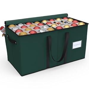 Christmas Ornament Storage Box, Christmas Storage Containers, Fits 128 Ornament Organizer Storage Box with Adjustable Dividers, Dual Zippers, 600D Oxford Christmas Decor Storage