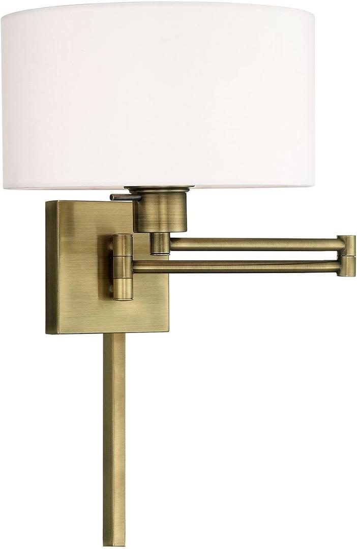 Livex Lighting 40036-01 1-Light Swing Arm Wall Light, Antique Brass