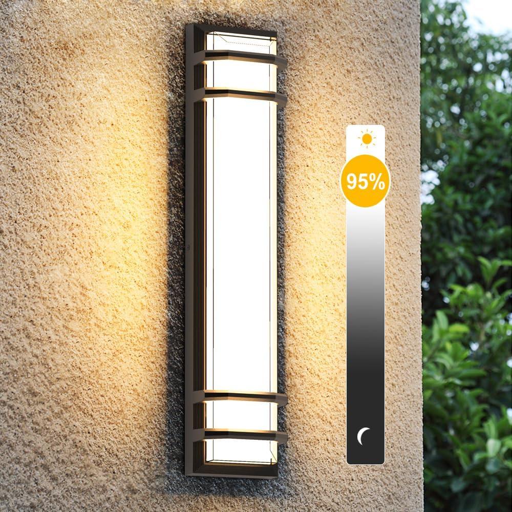Sytmhoe 23.6in Exterior Wall Light Sconces,36w 3000K LED Dimmable Modern Porch & Patio Wall Light Fixture,Black Exterior Sconce Wall Mounted Lights for Garage Living Room Courtyard House(3000K), 24in 1Pack Dimmable