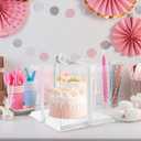2 Pack Clear Cake Boxes 10x10x9 in, Transparent Cake Carrier Box with Lid, Tall Cake Packaging Box with Ribbon, Clear