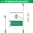 RESTMO 36-60 Metal Watering Wand, Long Telescopic Tube | 180 Adjustable Ratcheting Head | 7 Spray Patterns | Flow Control, Perfect Garden Hose Sprayer to Water Hanging Baskets, Shrubs, Green