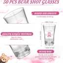 Funnymoom 50 Sets Pink Teddy Bear Baby Shower Decorations Girl We Can Bearly Wait Party Favors Birthday Gifts for Guests Acrylic Clear Shot Glasses Thank You Tags with Organza Bags for Gender Reveal