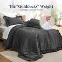 JOLLYVOGUE Black Comforter Full Size, 3 Pieces Seersucker Lightweight Full Size Bedding, All Season Fluffy Microfiber Bedding Comforter Set with 1 Ruffle Comforter and 2 Ruffle Pillowshams