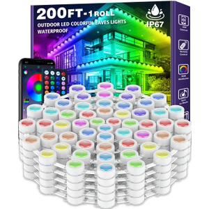 SINLEY Permanent Outdoor RGB Lights,Waterproof Smart LED Eaves Lights with App/Remote Control,for Christmas and All Holiday Decor,Daily and Accent Lighting,House Roof and Garden Lighting (200FT)