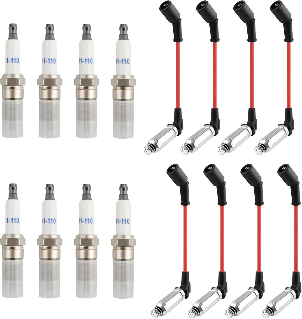 16PCS Spark Plugs and Wires Set Replacement OEM# M8-48322,Spark Plugs Wires Set Compatible with GMC Hummer Chevrolet Cadillac,Durable Car Accessories Spark Plug Wire Kit