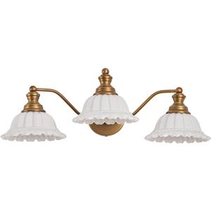 Bathroom Vanity Light White 3 Light (Brass and White)