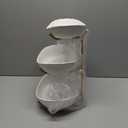 Ceramic Fruit Bowl for Kitchen Counter - 3 Tier Fruit Basket with Metal Stand, Tiered Fruit Stand for Countertop, Snack, Nuts, Cake, Dessert, Cute (Gold, Small)