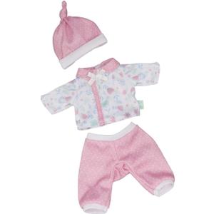 JC Toys | Berenguer Boutique | La Baby Doll Outfit | 3 Piece Pink and White Onesie|Washable| Ages 2+ | Fits Dolls 9"- 12"