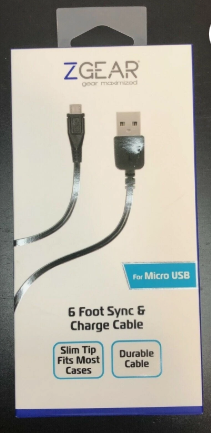 Zgear 6Foot Sync and Charging Cable For Micro USB