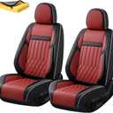 KEYOOG 2-Seater Waterproof and Breathable Nappa Leather Car Seat Covers Full Set, Fit for Front Seats of Cars, Compatible with Airbags, Car Seat Protector Covers for Most Cars - Black Red