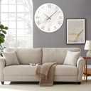 24 Inch White Minimalist Glass Wall Clocks Battery Operated Extra Large Wall Clock for Living Room Bedroom Round Analog Silent Wall Clock