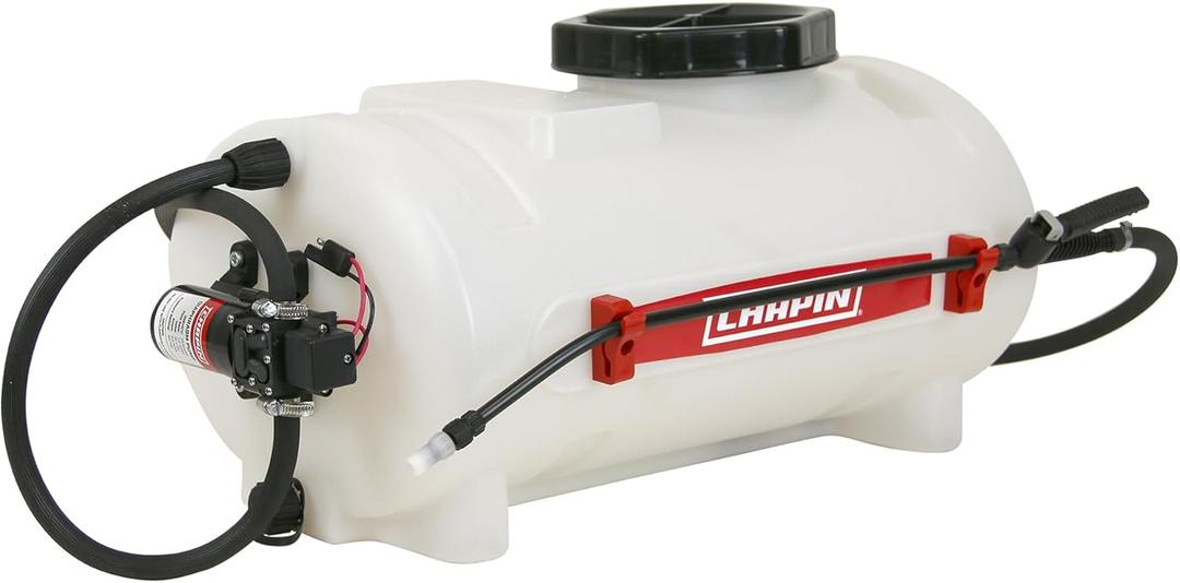 97084: 8-Gallon ATV Multi-Purpose Tank Sprayer with 12V Hookup for Lawn & Garden, Farm & Acreage, Fertilizers, Pesticides, Herbicides, Fits Garden Carts, ATVs and UTVs, Made in The USA
