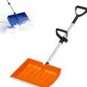 Snow Shovel for Driveway with Ergonomic D-Grip Handle, Large Capacity Wide Blade Snow Shovels with Aluminum Strip Scoop, Portable Plastic Snow Shovel for Garden, Car Garage, Home Sidewalk (Orange)
