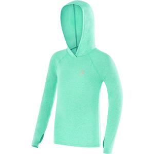 Roadbox Boys Rash Guard Hooded Shirt, Kids UPF 50+ Long Sleeve Hoodie, Youth UV Sun Protection Fishing Beach Shirts (Small, Light Green)