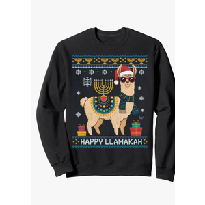 Ugly Sweater Chanukah Sweatshirt, Black, M