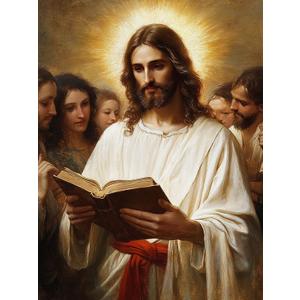 Pavemlo 5D Diamond Art Kits for Adults Jesus, Full Drill Diamond Art Book Pictures Paint with Diamonds, DIY Cross Stitch Jewel Art Rhinestone Craft for Home Wall Decor 12x16 Inch