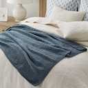 EVERGRACEHOME Chunky Chenille Knit Throw Blanket for Couch, Soft Luxurious Moss Stitch Blankets for Bed, Cozy Decorative Farmhouse Knitted Throws for Sofa, Stormy Blue, 50" x 60"