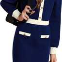 GRACE KARIN Girls Fall Long Sleeve Dresses Girl Bodycon Sweater Dress Winter Holiday Dress for Kids Size 6-14 (Blue)