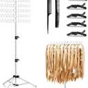 Braiding Hair Rack Height Adjustable 144 Pegs Braiding Rack Hair Extension Holder with Hair Braiding Tools Hair Divider Rack for Braiding Hair Separator Stand - White