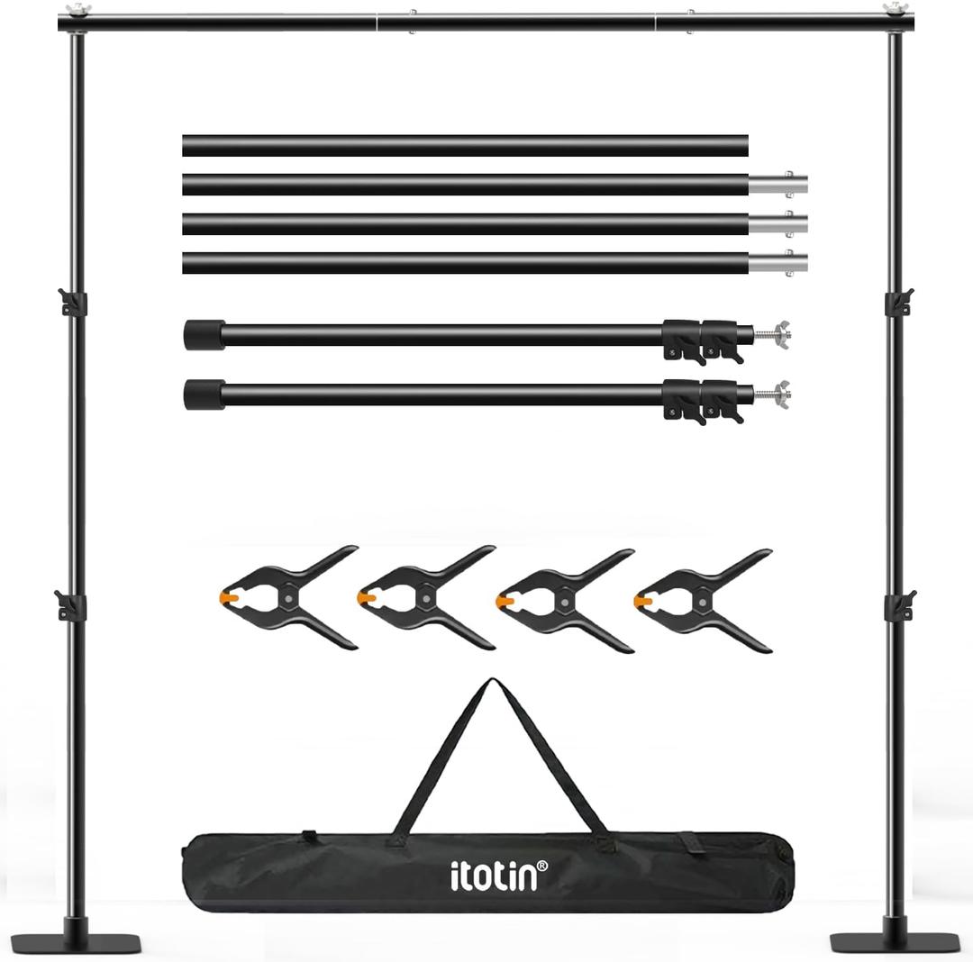 Backdrop Stand, 10×7ft Background Stand Backdrop Frame Banner Stand with Metal Flat Base, Multi-Purpose Stand for Party, Wedding Decoration, Photography