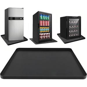 Mini Fridge Silicone Mat 19.7x19.7 Inch - Flexible Silicone Drip Tray & Floor Protection for Mini Fridge, Coffee Maker, Water Cooler, Non-Slip, Black