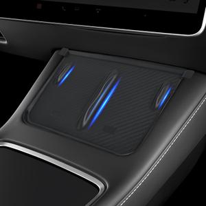 frani Center Console Silicone Mat(Black Carbon Fiber Texture) Designed for Tesla Model 3/Y 2021-2025,Tesla Center Console Cover Accessories for Model 3/Y(Not for Model 3 Highland 2024-2025)