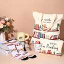 Book Lovers Gifts for Women 5PCS Coffee Mug Socks Reader Canvas Tote Cosmetic Bag Bookmark Tassel Booklovers Gift Set for Christmas Girls Staff Teacher Librarian Club Birthday Appreciation Accessories