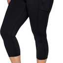 Activewear Plus Size Legging for Women in Capri Length High Waist Squat Proof Running Yoga Pants with Pockets, Size XL